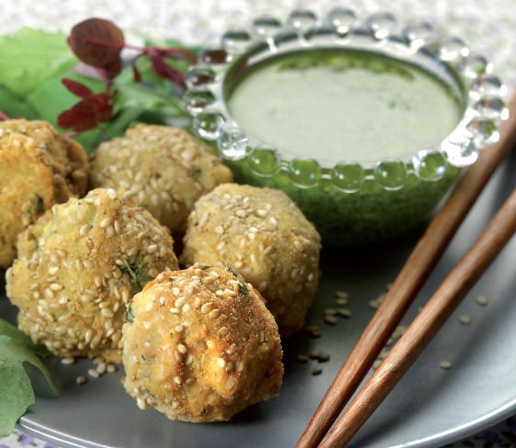 Bonbon di riso con pesto di broccoli