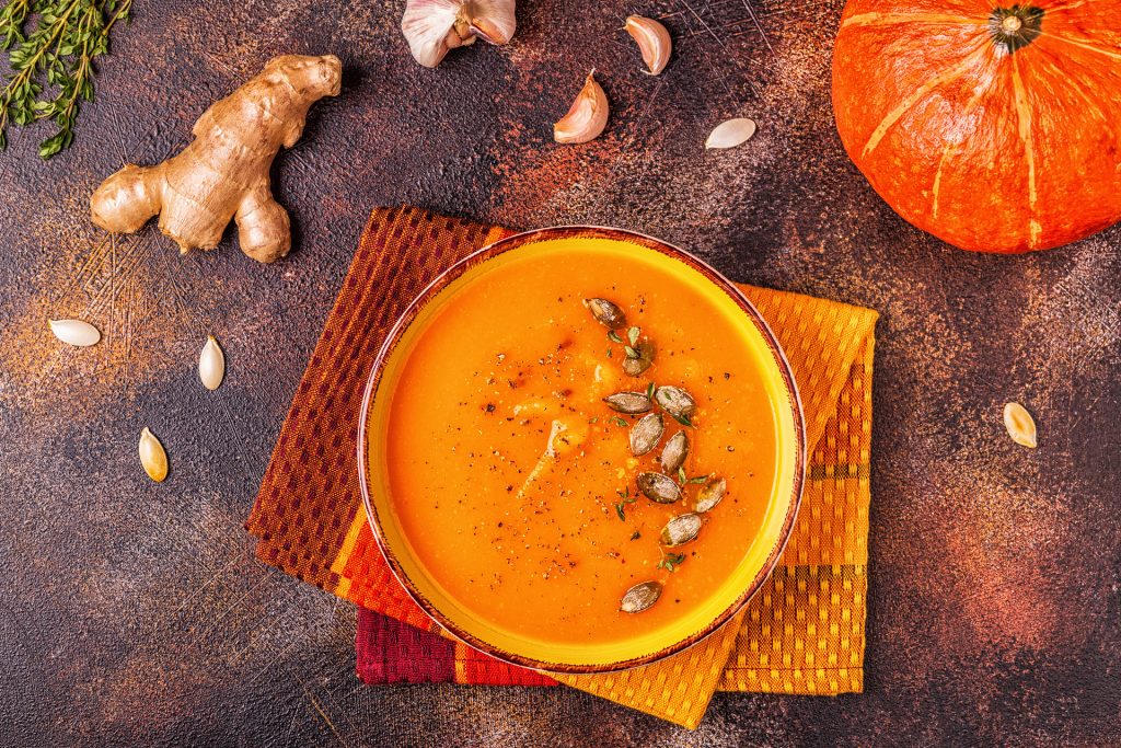 Crema di zucca e carote allo zenzero