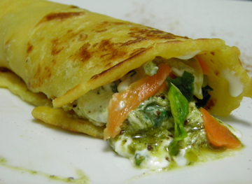 Crespelle di ceci con verdure e maionese vegan al pesto