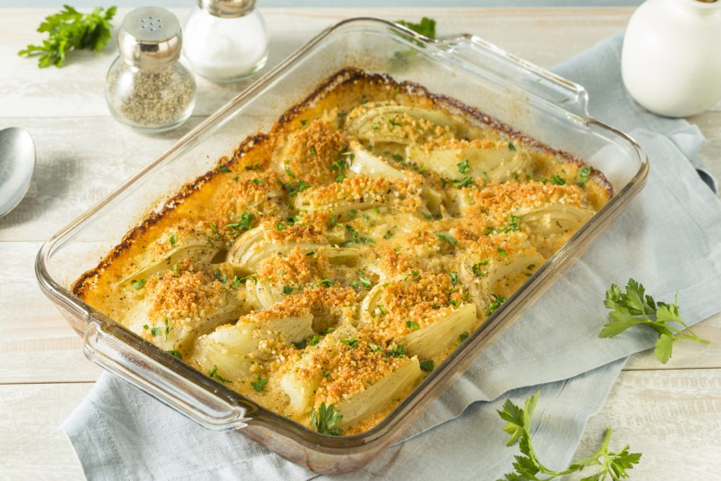 Finocchi e seitan gratinati