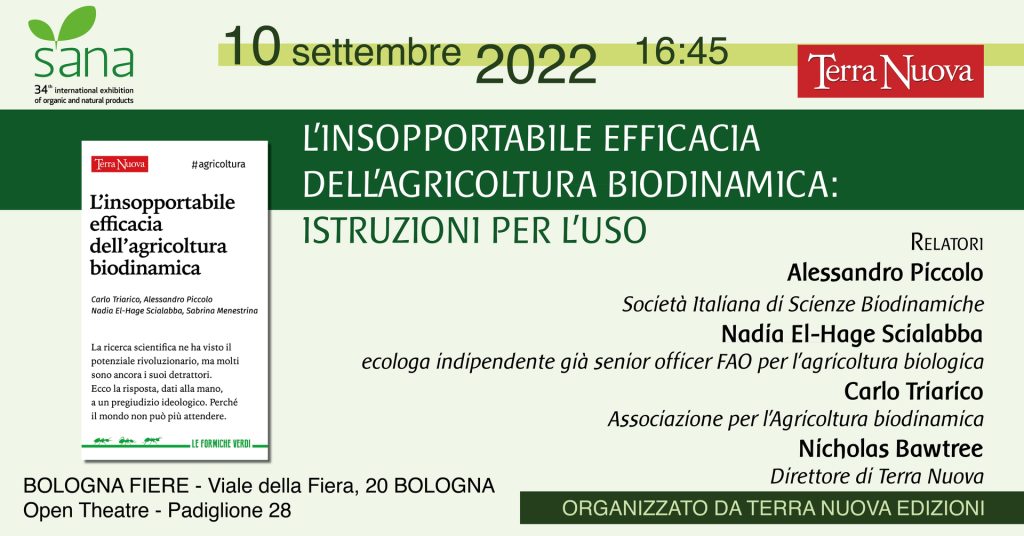 “L’insopportabile efficacia dell’agricoltura biodinamica”: il 10 settembre al SANA con ingresso OMAGGIO