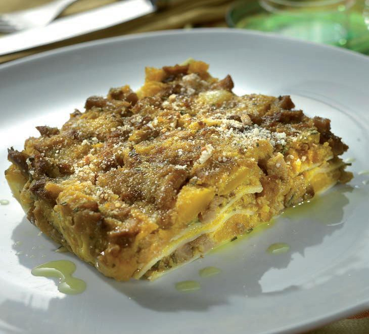 Lasagna al sugo di zucca e seitan