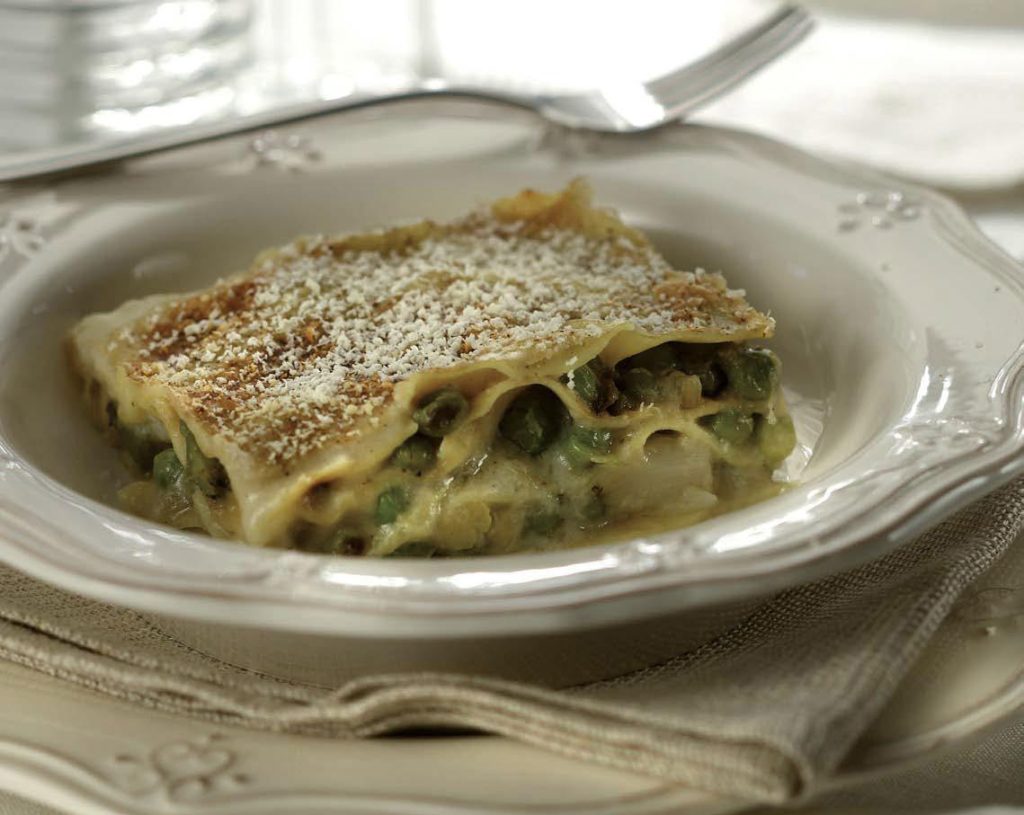 Lasagne con asparagi e piselli