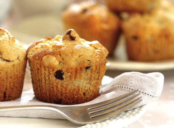 Muffin di pere, cioccolato e nocciole