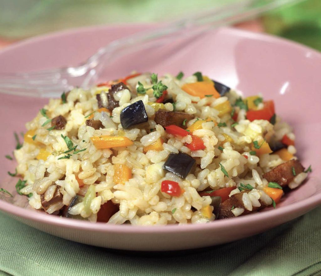 Paella con tofu e seitan