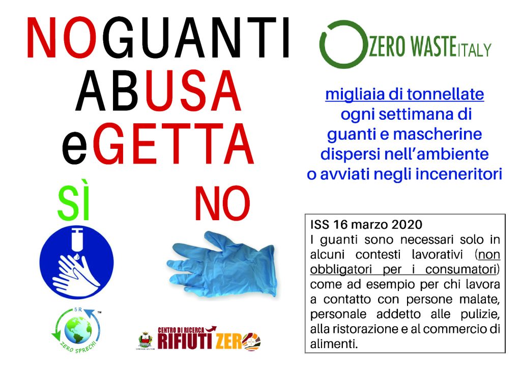 Rifiuti Zero lancia la campagna: «No guanti abusa e getta»