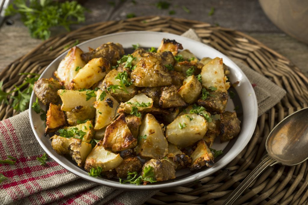 Topinambur con tofu e castagne