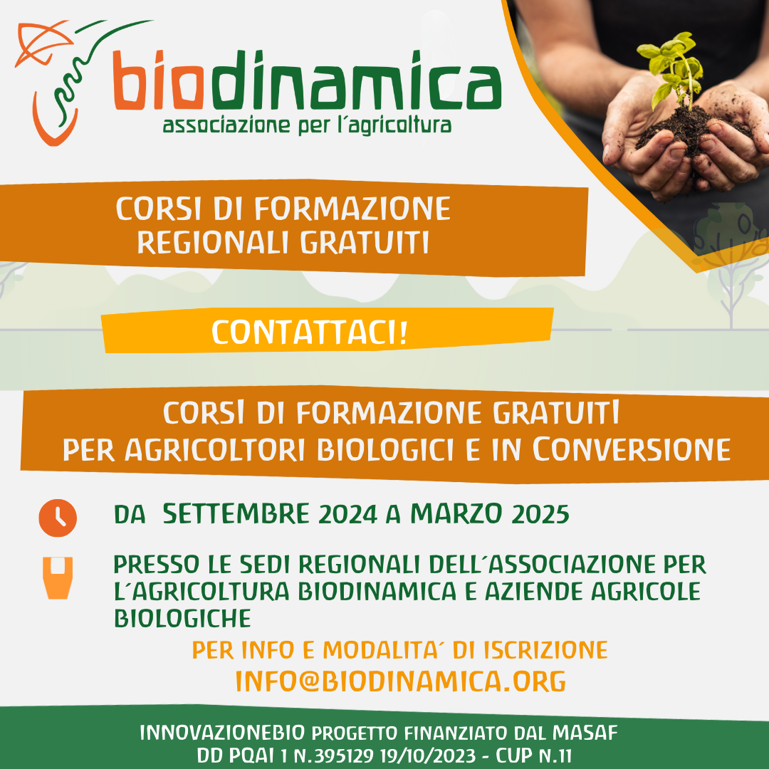 Corsi gratuiti organizzati dall’ Associazione per l’Agricoltura Biodinamica in tutta Italia