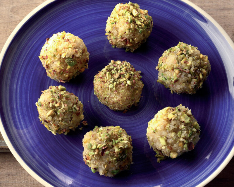 Praline di quinoa con polpa di pesca