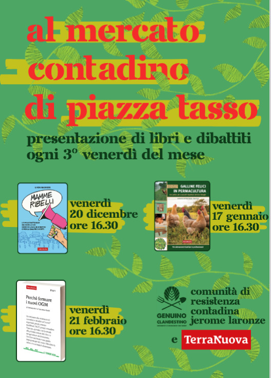 Incontri con gli autori di Terra Nuova al mercato contadino di piazza Tasso a Firenze