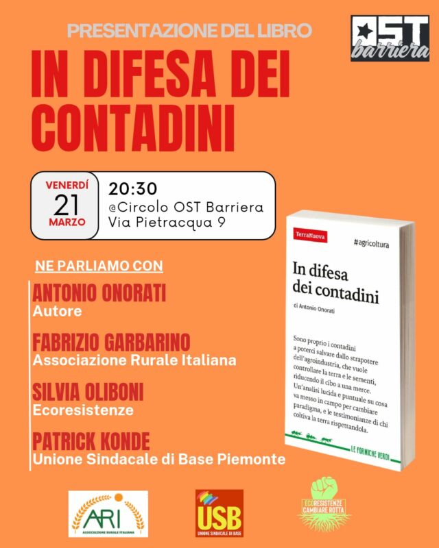 "In difesa dei contadini": Antonio Onorati presenta il suo libro a Torino