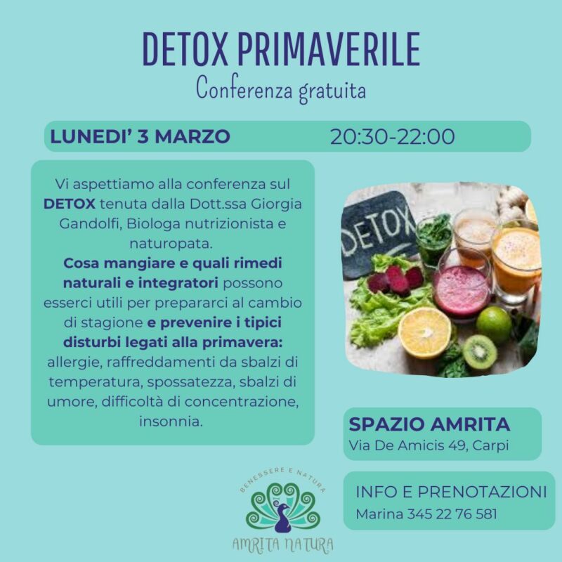 Detox primaverile: conferenza gratuita con Giorgia Gandolfi